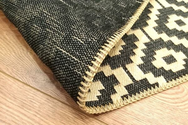 Giz Home Boho Jüt Halı Geo Siyah