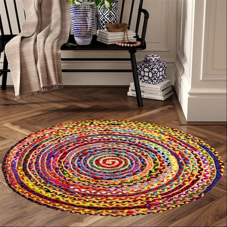 Giz Home Bolero Jüt Örgü Halı 120X120 Y9-2014 Yuvarlak Çok Renkli