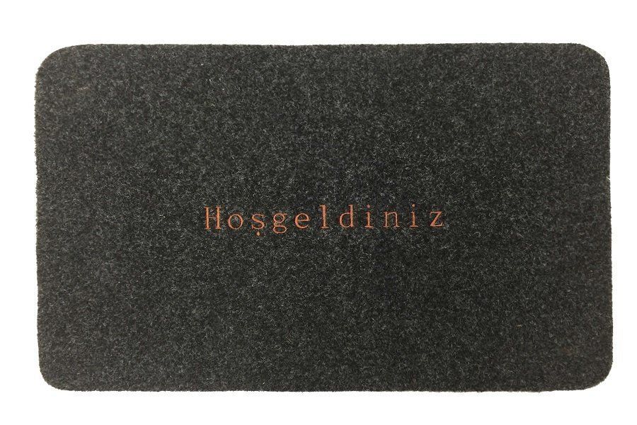 Giz Home Yapma Çiçek/Teri Kapı Paspası 40X60 Gri Hoşgeldiniz