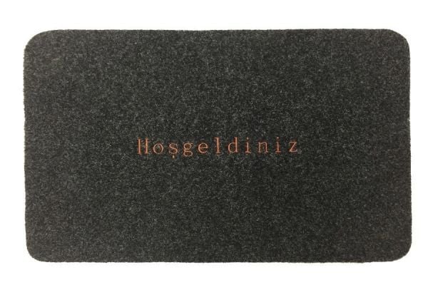 Giz Home Yapma Çiçek/Teri Kapı Paspası 40X60 Gri Hoşgeldiniz