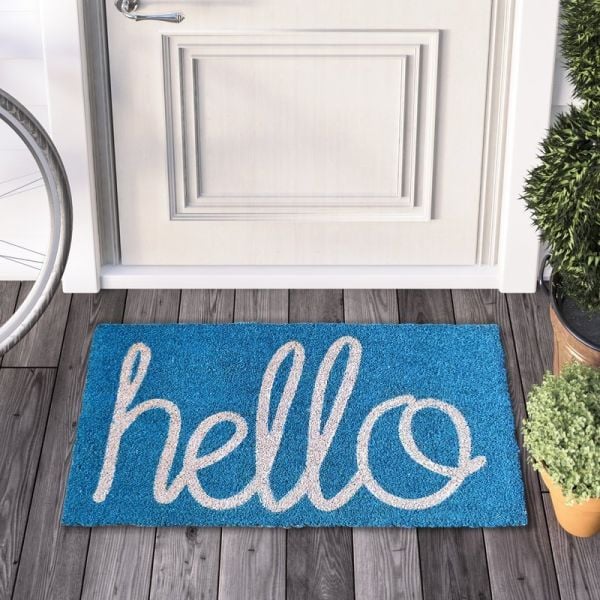 Giz Home Koko Kapı Paspası 45X75 Turkuaz Hello