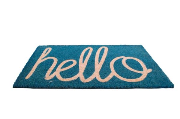 Giz Home Koko Kapı Paspası 45X75 Turkuaz Hello
