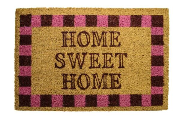 Giz Home Koko Kapı Paspası 40X60 Home Sweet Home Pembe Kareli