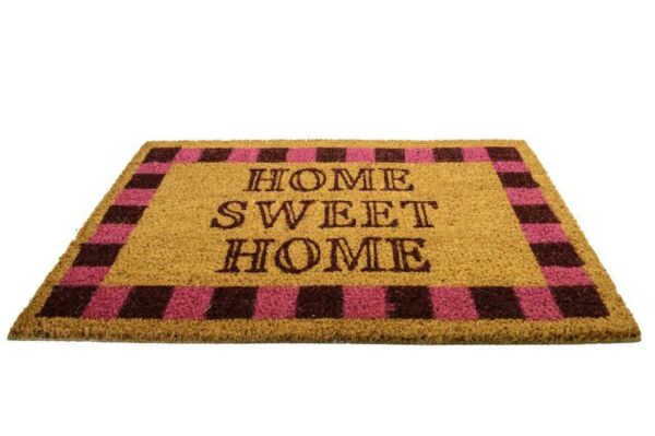 Giz Home Koko Kapı Paspası 40X60 Home Sweet Home Pembe Kareli