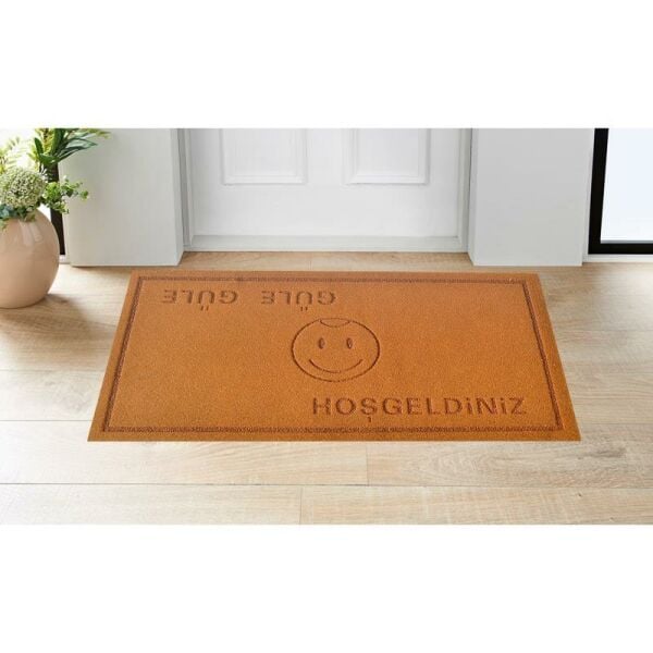 Giz Home Parga Kapı Paspası 40X60 Kahve Gülen Yüz