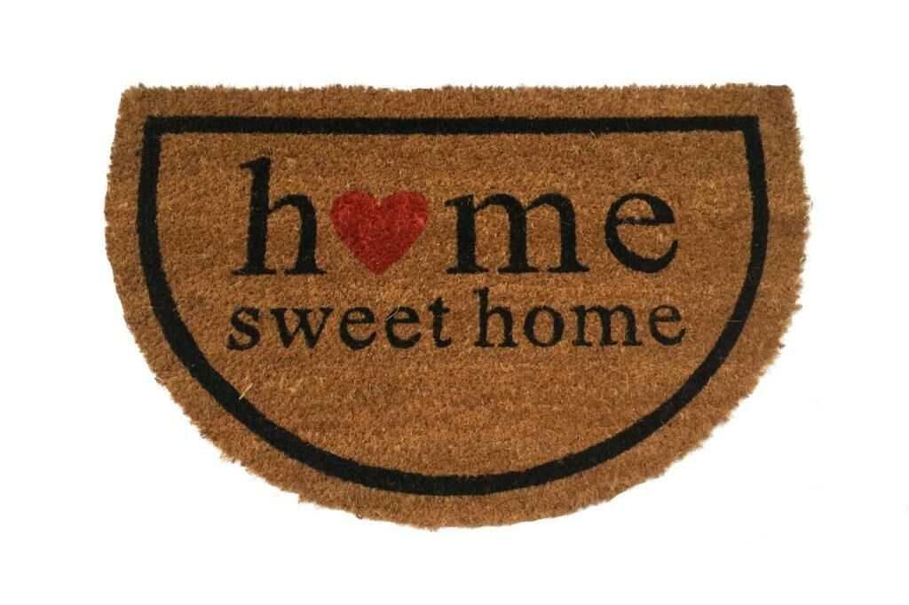 Giz Home Koko Yarımay Kapı Paspası 40X60 Cm Home Sweet Home Kalp Çerçeveli
