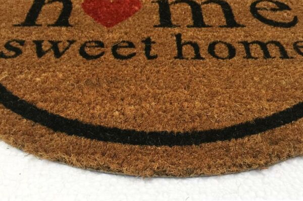 Giz Home Koko Yarımay Kapı Paspası 40X60 Cm Home Sweet Home Kalp Çerçeveli