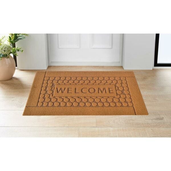 Giz Home Parga Kapı Paspası 40X75 Kahve Welcome Taş