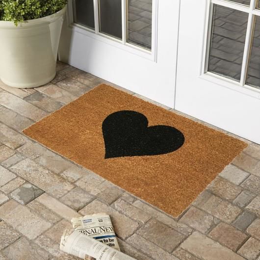 Giz Home Koko Kapı Paspası 40X60 Cm Siyah Kalp