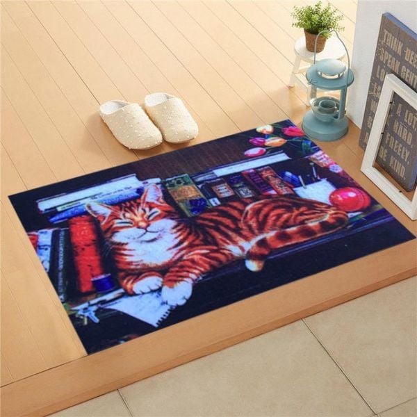 Giz Home Trendy Kapı Paspası 45X75 Kitaplıkta Kedi