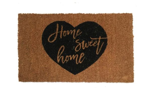Giz Home Koko Kapı Paspası 35X60 Home Sweet Home Siyah Kalp