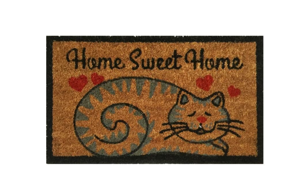 Giz Home Koko Kapı Paspası 35X60 Cm Bej Kalpli Kedi