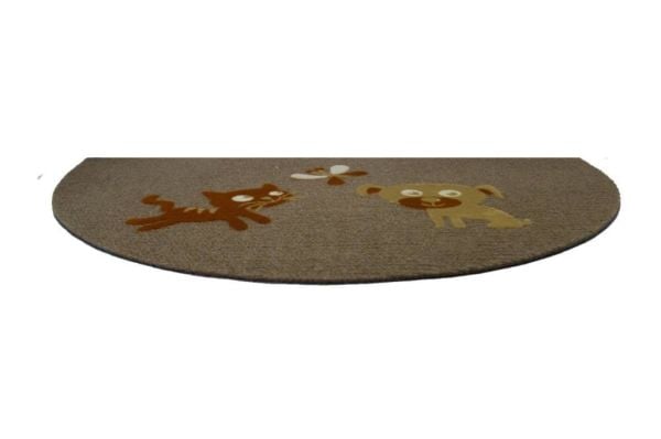 Giz Home İtalyan Luna Kapı Paspası 40X65 Yarımay Kahve Kedi Köpek Kelebek