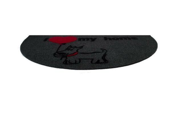 Giz Home İtalyan Luna Kapı Paspası 40X65 Yarımay Gri My Home Köpek