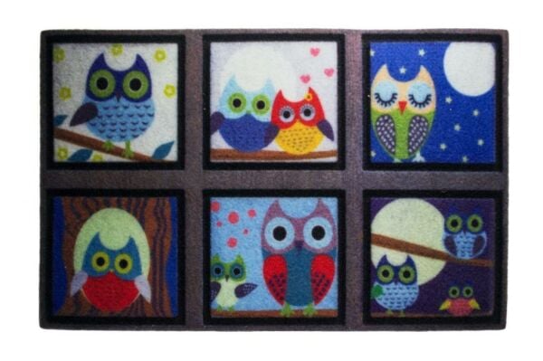 Giz Home Rock&Roll Kapı Paspası 45X75 Sevimli Baykuşlar
