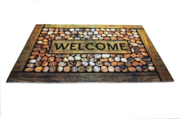 Giz Home Rock&Roll Kapı Paspası 45X75 Welcome Taş Çerçeveli