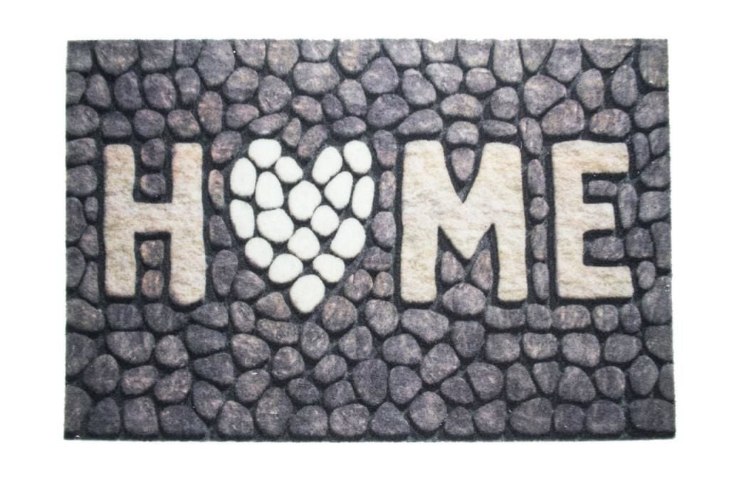 Giz Home Rock&Roll Kapı Paspası 45X75 Gri Home Kalp