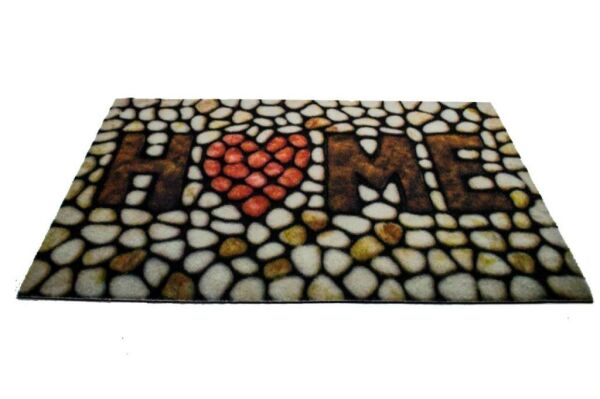 Giz Home Rock&Roll Kapı Paspası 45X75 Renkli Home Kalp