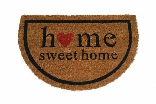 Giz Home Koko Yarımay Kapı Paspası 33X60 Cm Home Sweet Home Kalp Çerçeveli