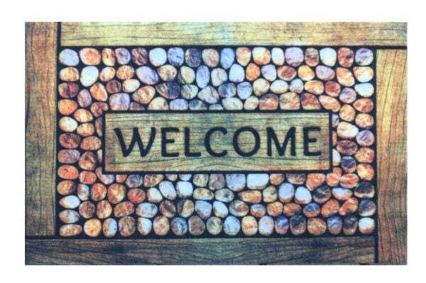 Giz Home Rock&Roll Kapı Paspası 40X60 Welcome Taş Çerçeveli