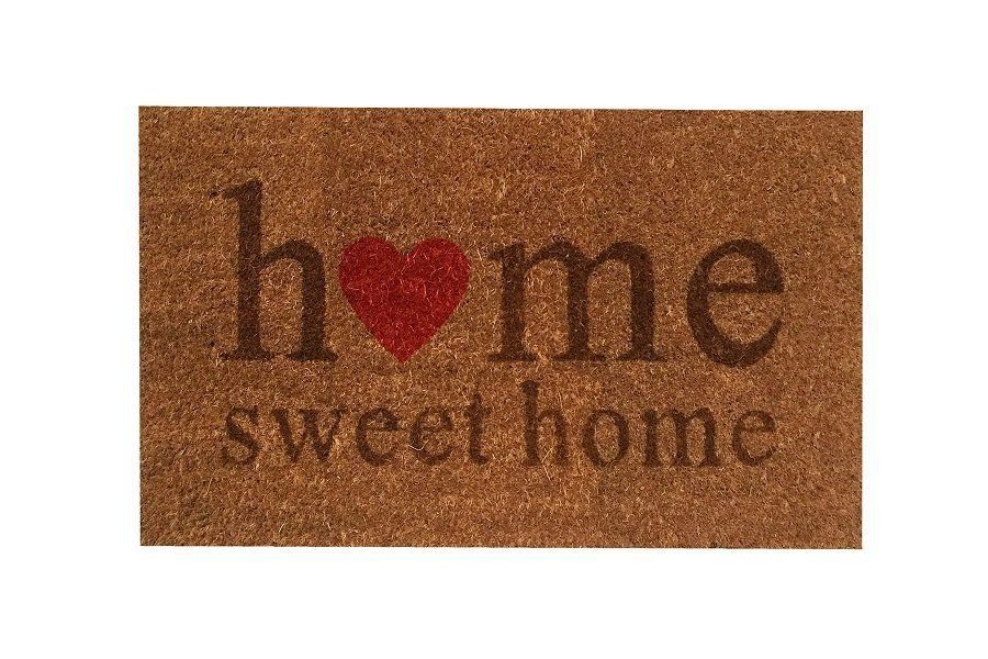 Giz Home Koko Kapı Paspası 35X60 Bej Home Sweet Home Kalp