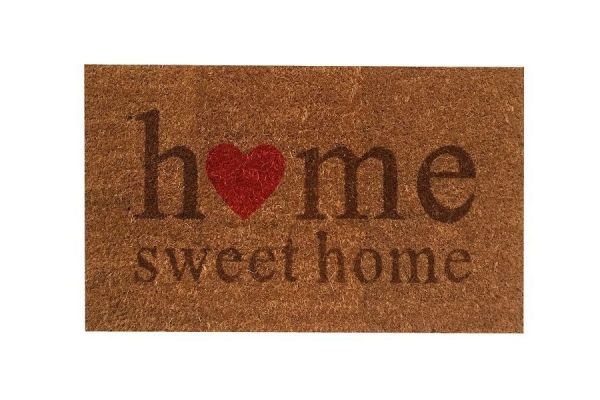 Giz Home Koko Kapı Paspası 35X60 Bej Home Sweet Home Kalp