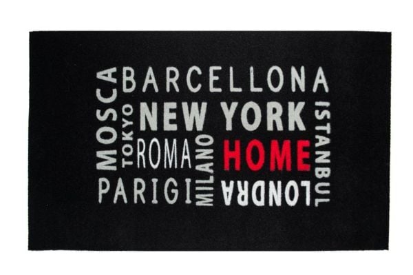 Giz Home Tody Flok Kapı Paspası 40X70 Siyah Şehir