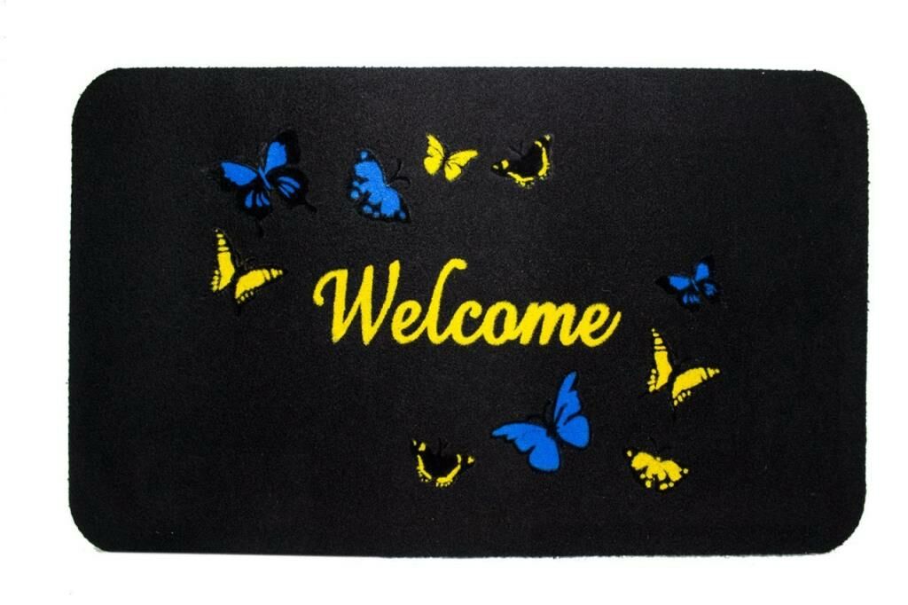Giz Home Tody Flok Kapı Paspası 40X70 Siyah Welcome Kelebek