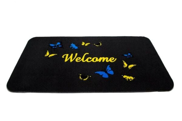 Giz Home Tody Flok Kapı Paspası 40X70 Siyah Welcome Kelebek