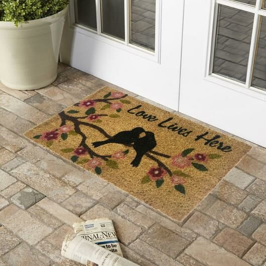Giz Home Koko Kapı Paspası 33X60 Cm Love Kuşlar