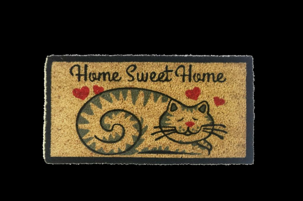 Giz Home Koko Kapı Paspası 33X60 Cm Krem Kalpli Kedi