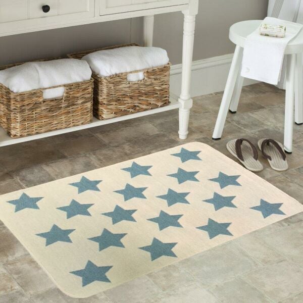 Giz Home Solo Paspas 60X90 Krem Mavi Yıldız