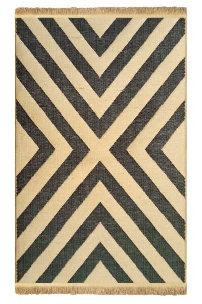 Giz Home Boho Jüt Halı Zigzag Siyah