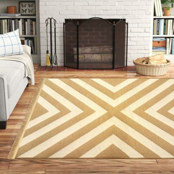 Giz Home Boho Jüt Halı Zigzag Bej