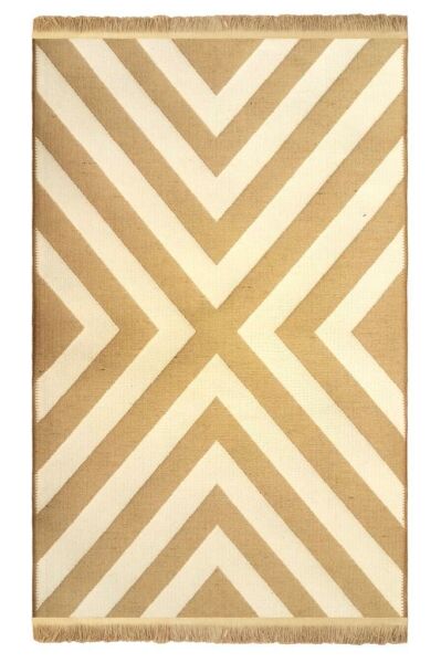 Giz Home Boho Jüt Halı Zigzag Bej