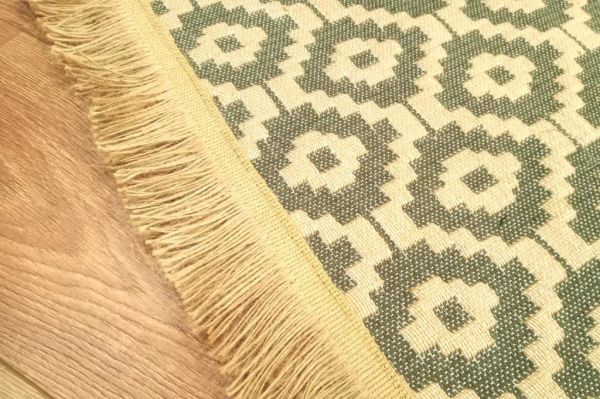Giz Home Boho Jüt Halı Geo Yeşil