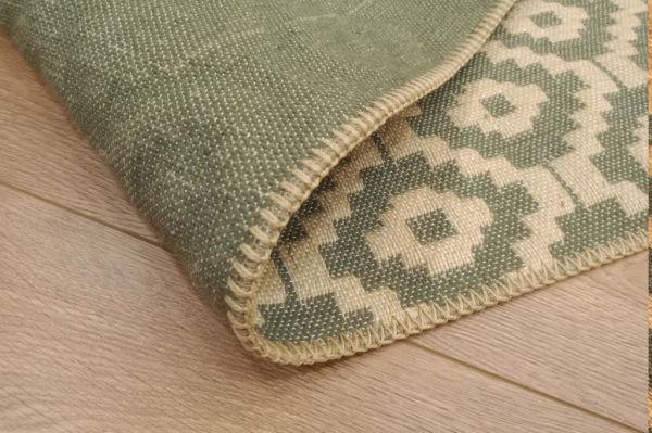 Giz Home Boho Jüt Halı Geo Yeşil