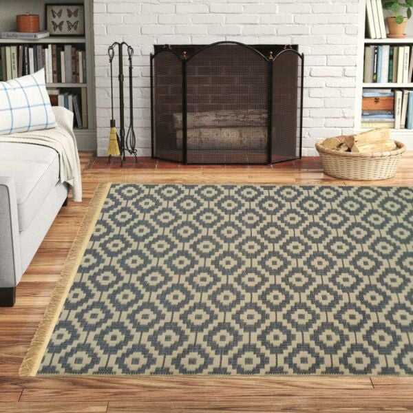 Giz Home Boho Jüt Halı Geo Mavi