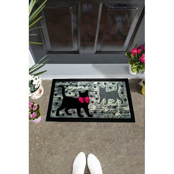 Giz Home İtalyan Format Kapı Paspası 40X68 Siyah Kediler