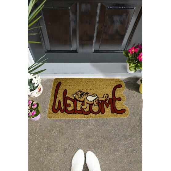 Giz Home İtalyan Kokardo Kapı Paspası 40X70 Relax Kedi