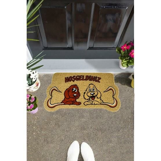 Giz Home İtalyan Kokardo Kapı Paspası 40X70 Welcome Köpekler