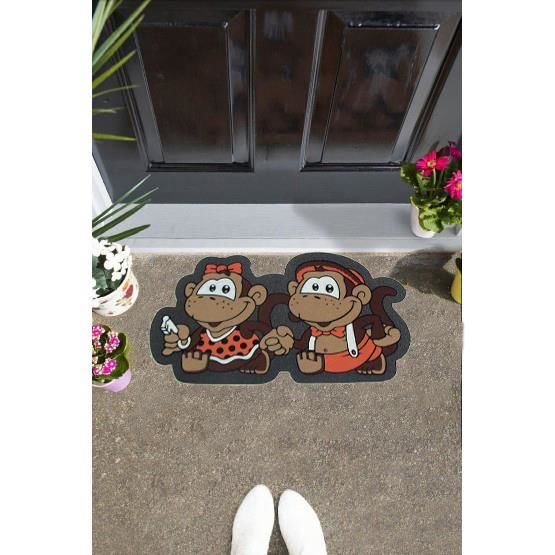 Giz Home İtalyan Sempatik Kapı Paspası 40X68 Maymunlar