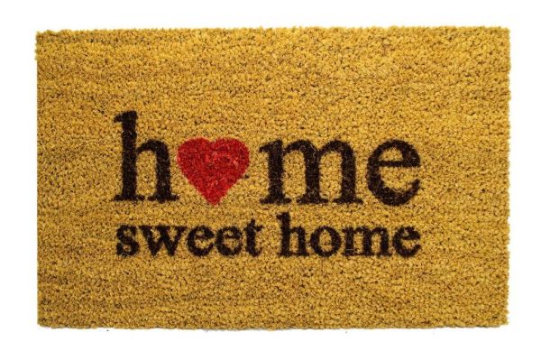 Giz Home Koko Kapı Paspası 33X55 Bej Home Sweet Home Kalp