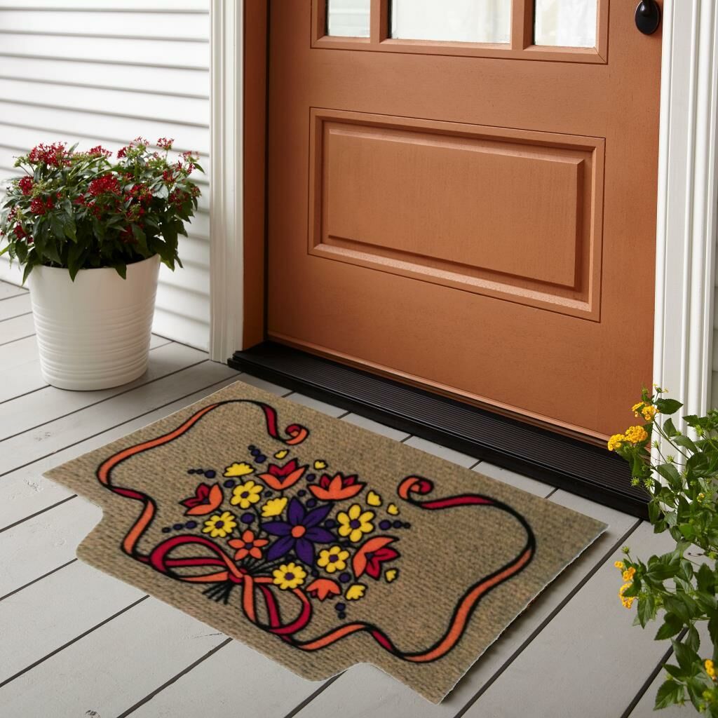 Giz Home İtalyan Kokardo Kapı Paspası 40X70 Çiçek Buketi
