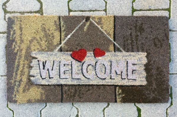 Giz Home Koko Kapı Paspası 40X70 Askılı Welcome Kırmızı Kalp