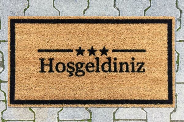 Giz Home Koko Kapı Paspası 40X70 Bej Hoşgeldiniz Yıldızlı