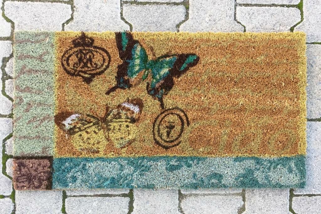 Giz Home Koko Kapı Paspası 40X70 Bej Mavi Kelebek