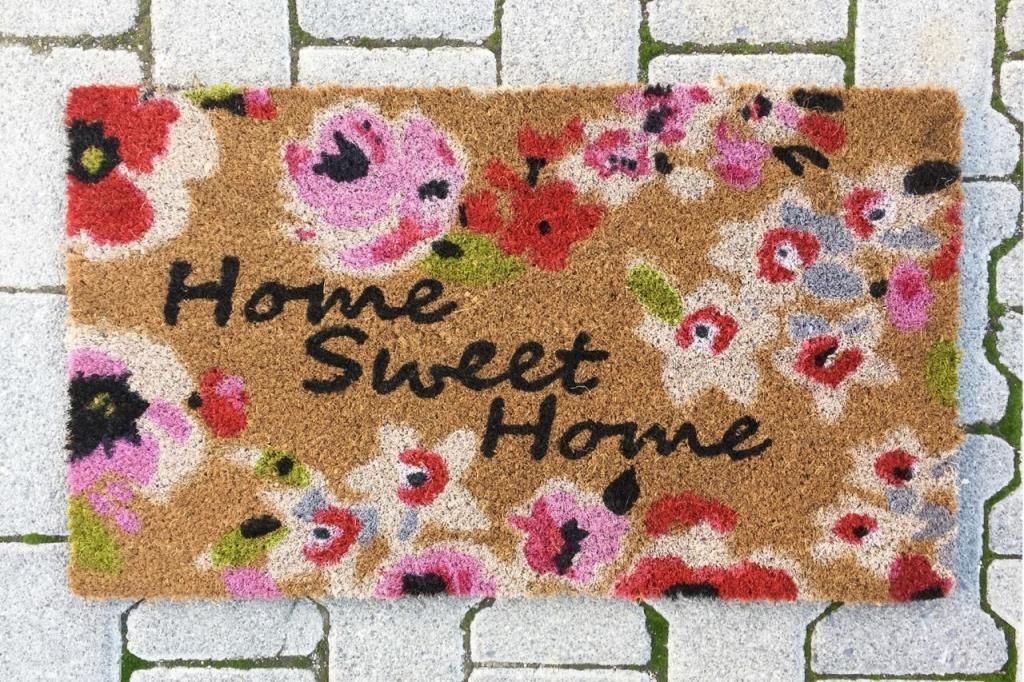 Giz Home Koko Kapı Paspası 40X70 Çiçekli Home Sweet Home