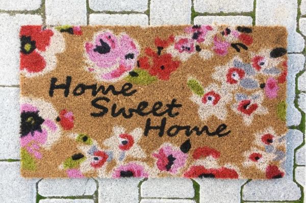 Giz Home Koko Kapı Paspası 40X70 Çiçekli Home Sweet Home