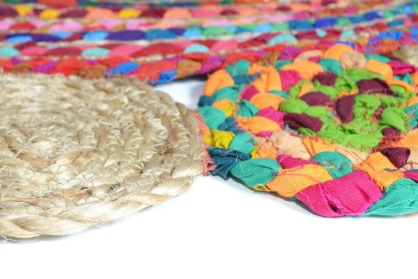 Giz Home Bolero Jüt Örgü Halı 90X90 Y5-272 Yuvarlak Multi